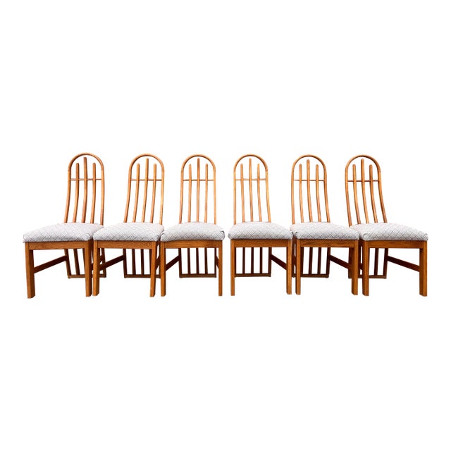1990s Vintage Architectural Oak Dining Chairs- Set of 6 For Sale
