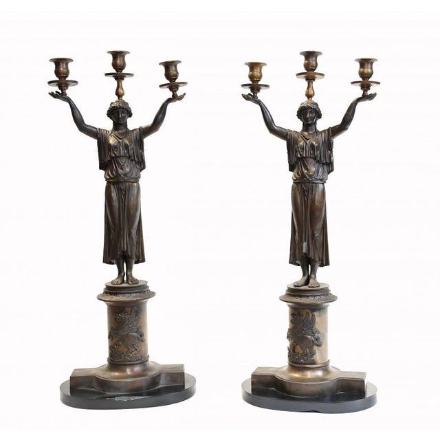 Empire Bronze Candleholders, Set of 2 For Sale - Image 14 of 14