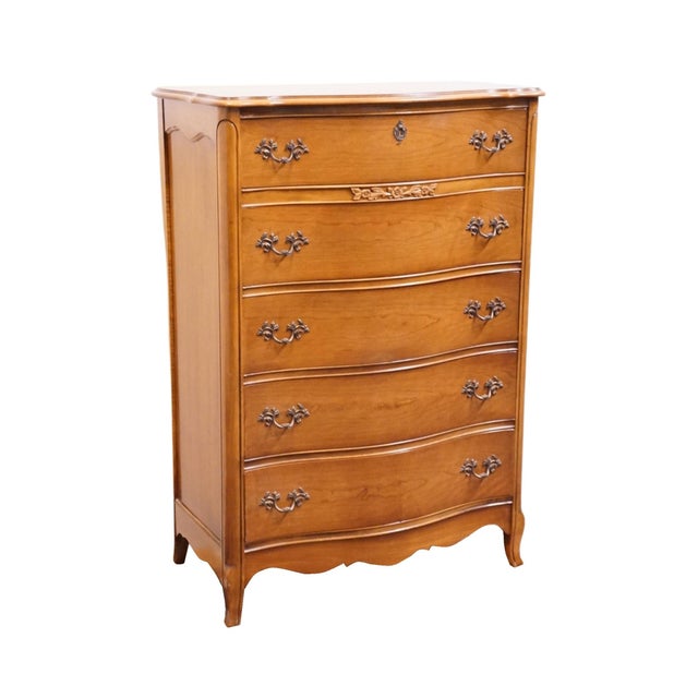 Bassett Bassett Furniture Solid Cherry Country French Provincial 37" Chest of Drawers 5400-8960-980 For Sale - Image 4 of 12