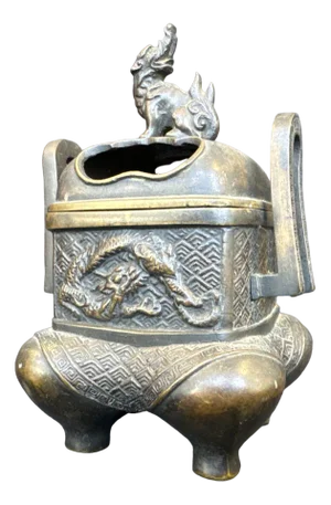 Chinese Bronze Perfume Burner with Dog and Dragon