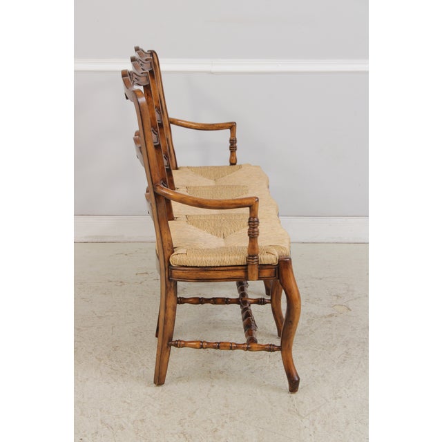 Country French Triple Back Rush Seat Settee For Sale - Image 4 of 18