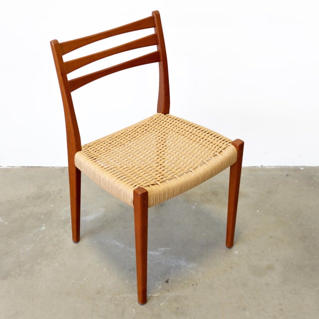 Svegards Markaryd 1950s Svegards Markaryd Set of 4 Teak Dining Chairs With Danish Cord Seats For Sale - Image 4 of 14