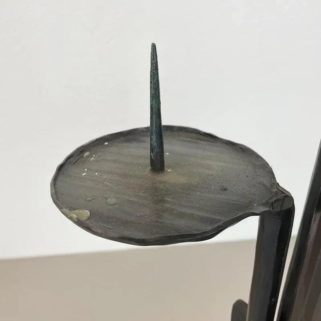 Black Large Brutalist Bronze Candleholder from Manfred Bergmeister, Germany, 1970s For Sale - Image 8 of 18