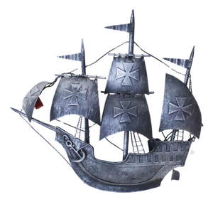 Spanish Galleon Columbus' Santa Maria Sailing Ship Wall Lamp in Wrought Iron, 1950s