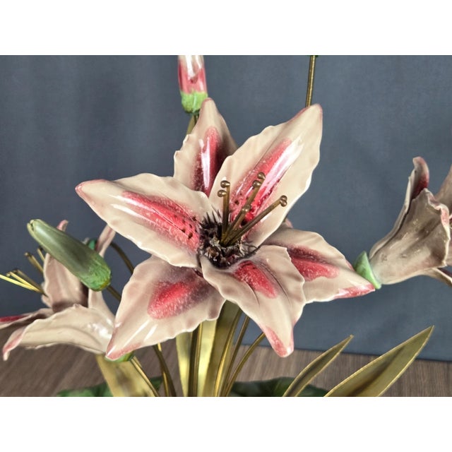 Winifred Cole Madonnna Lily Pottery Flowers & Brass Brutalist Sculpture For Sale - Image 6 of 15