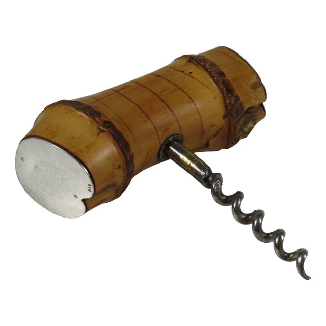 Mid-Century Corkscrew in Bamboo Finished with Silver., 1960s For Sale