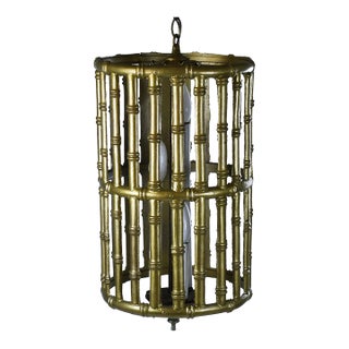 Faux Bamboo Gold Chandelier For Sale