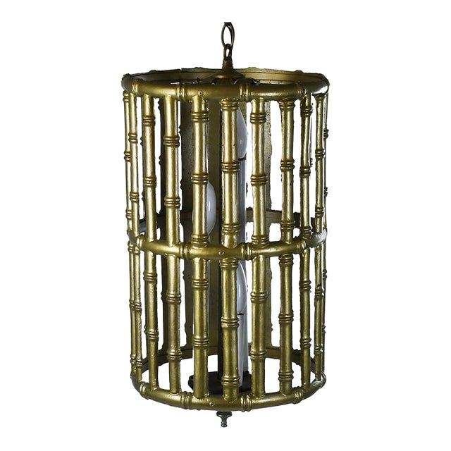 Faux Bamboo Gold Chandelier For Sale