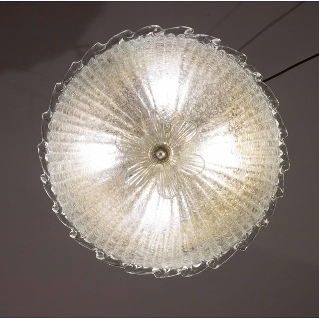Glass 1970s Italian Transparent Murano Glass Ceiling With Flower For Sale - Image 7 of 12