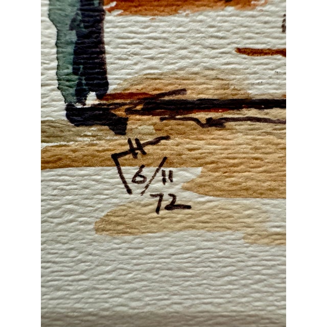 Henry Emil Salloch Original Watercolor on Paper Grand Public Square, 1972. For Sale In Atlanta - Image 6 of 8