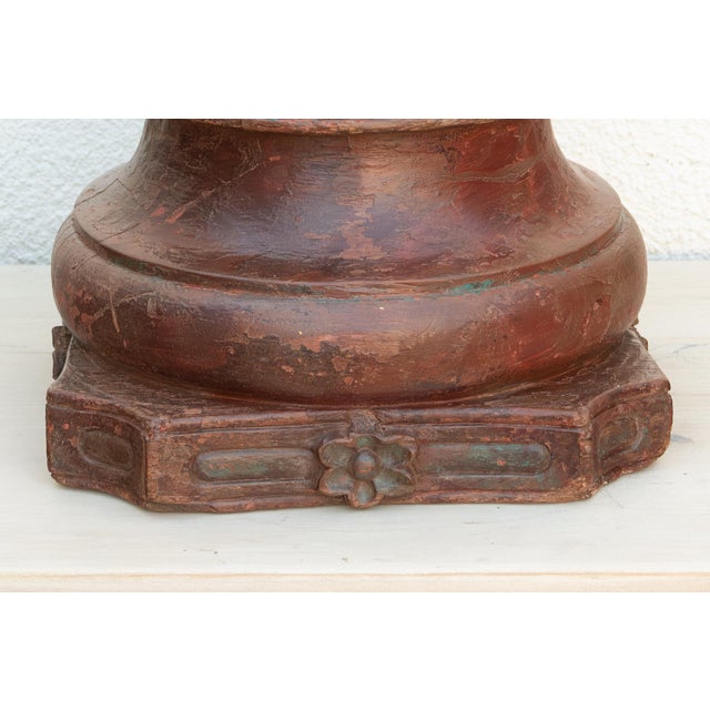 Wood Antique Teak Rounded Rosette Pedestal For Sale - Image 7 of 9