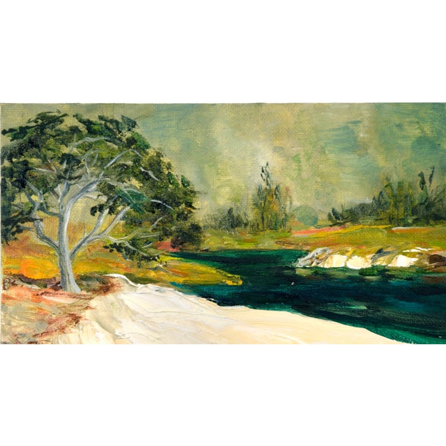 Sandy Beach - Impasto California Landscape with Water Inlet by California artist Kathleen Murray (American, b. 1958.) This...