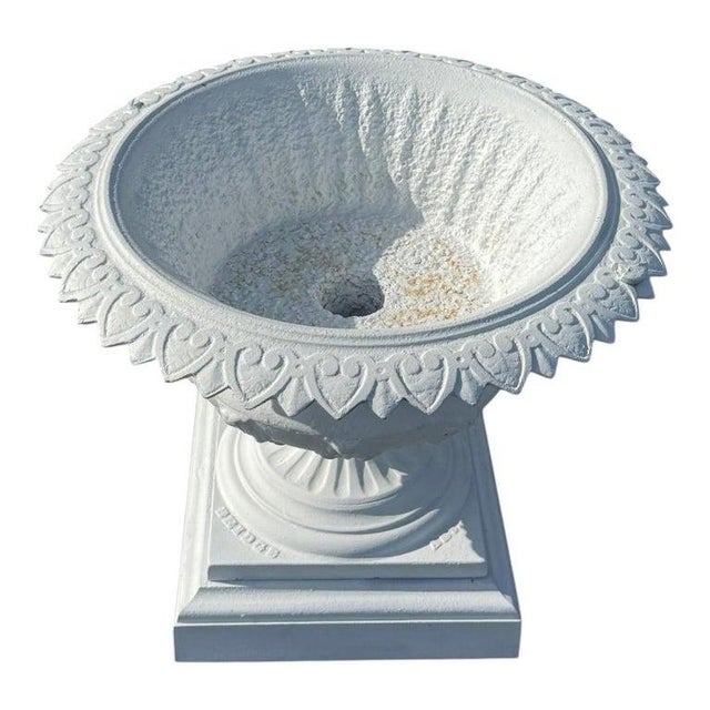 Antique Classical Cast Iron Garden Urn C1900 For Sale - Image 6 of 9