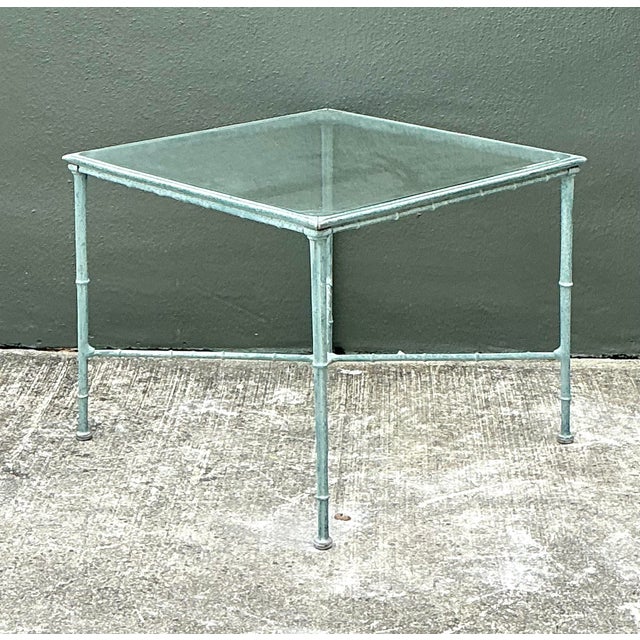 Late 20th Century Vintage Cast Aluminum Outdoor Side Table After Brown Jordan For Sale - Image 5 of 12