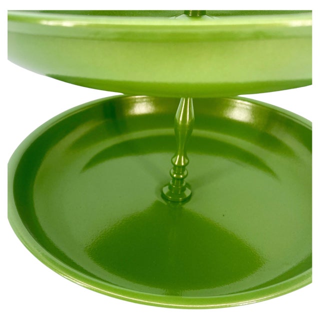 Green Vintage Mid-Century Modern 5 Tier Green Pedestal Centerpiece Tray Stand For Sale - Image 8 of 12