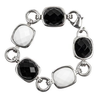 Miriam Salat Chess Sterling Silver and Resin Link Bracelet with large lobster For Sale