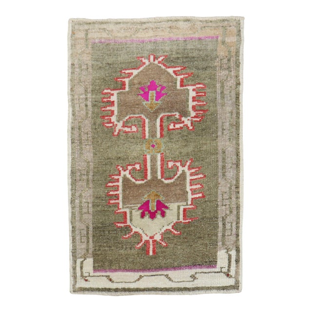 Mid 20th Century Quirky Turkish Anatolian Rug Mat For Sale