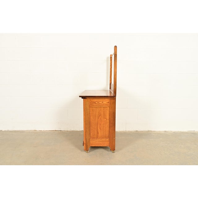 Antique Victorian Carved Oak Washstand or Commode, Circa 1890s For Sale - Image 13 of 15