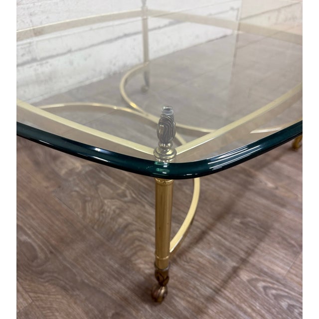 Vintage Hollywood Regency Brass Coffee Table With Beveled Glass Top For Sale - Image 4 of 13