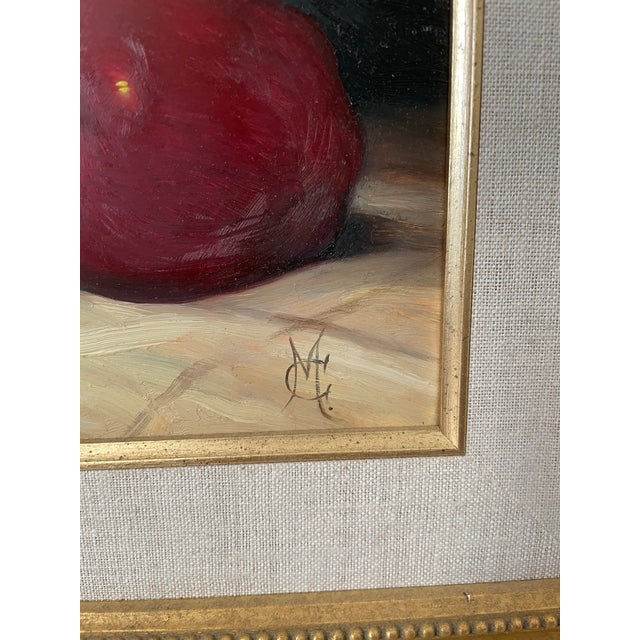 Original Oil on Canvas Framed Still Life Apples Fruit Painting Signed. For Sale - Image 4 of 6