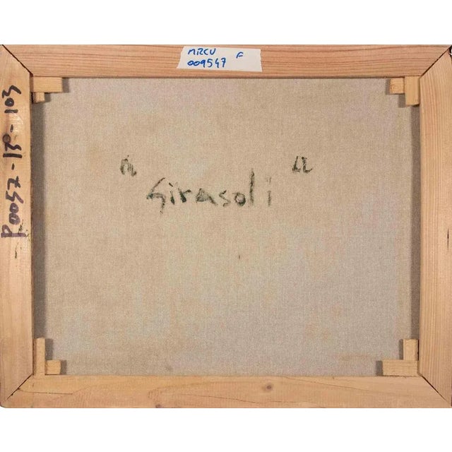 Pino Romanò, Sunflowers, Oil Painting, 1990s For Sale - Image 4 of 5