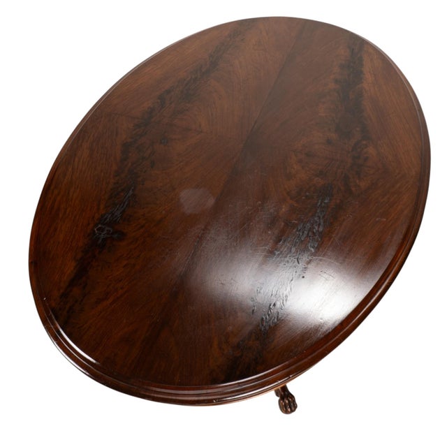 19th Century Renaissance Revival Carved Lion Oval Center Table For Sale - Image 12 of 17