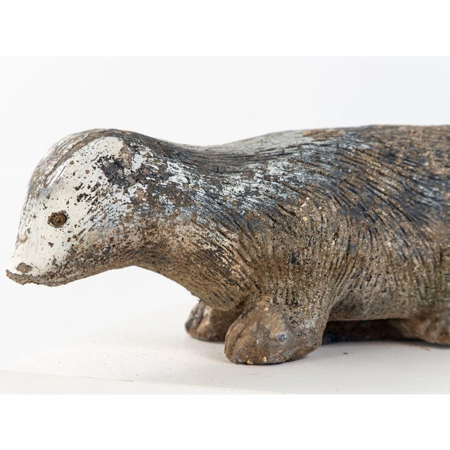 English Reconstituted Stone Badger Garden Ornament, England 1960s For Sale - Image 3 of 11