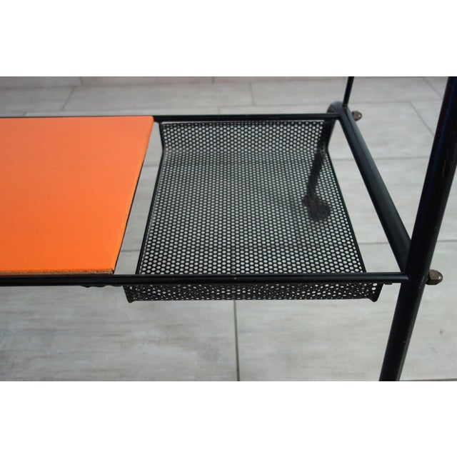 Vintage Orange Perforated Metal Serving Cart, 1950s For Sale - Image 11 of 13