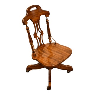 Vintage Riverside Oak Creek Rustic Country Style Oak Rolling Office Chair For Sale