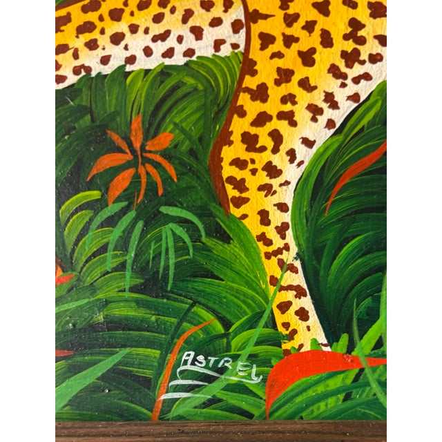Late 20th Century Vintage Haitian Folk Art Jungle Painting by Monestime Astrel, Late 20th Century For Sale - Image 5 of 8
