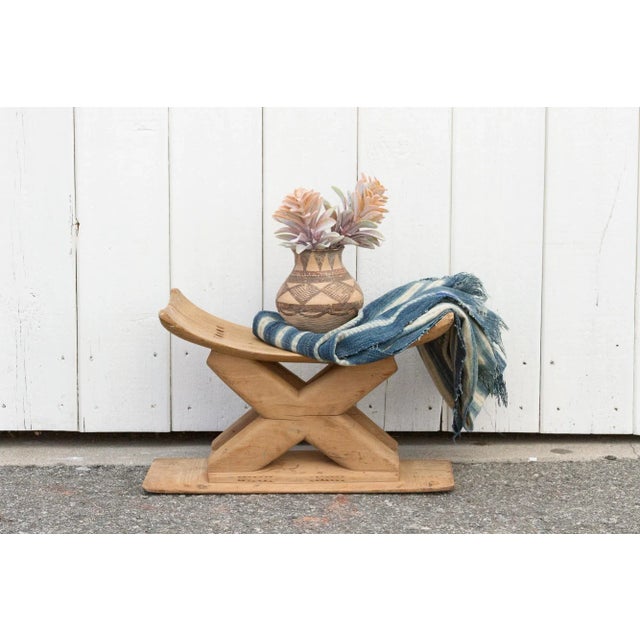 Brown "X" Stretcher Rustic African Ashanti Stool For Sale - Image 8 of 9