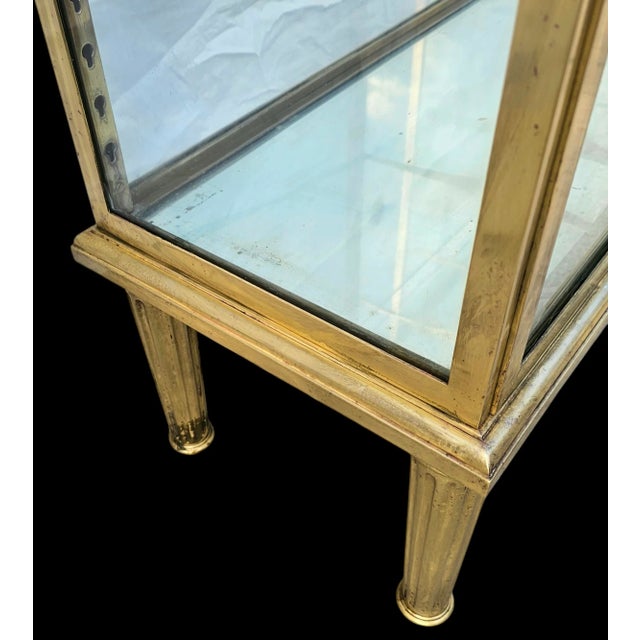 Brass Pair of Antique Early 20th Century French Double-Sided Solid Brass and Glass Display Cabinets For Sale - Image 8 of 12