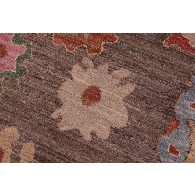 1990s Boho Chic Oushak Josue Brown/Blue Wool Rug - 8'10'' X 12'2'' For Sale - Image 5 of 8