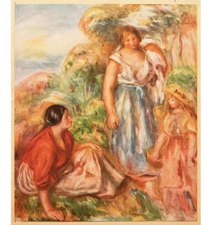 1944 "Landscape With Two Women and a Little Girl" Offset Lithograph After Auguste Renoir