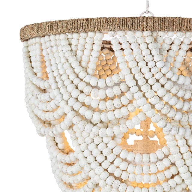2020s Lorelei Wood Bead Chandelier, White For Sale - Image 5 of 7