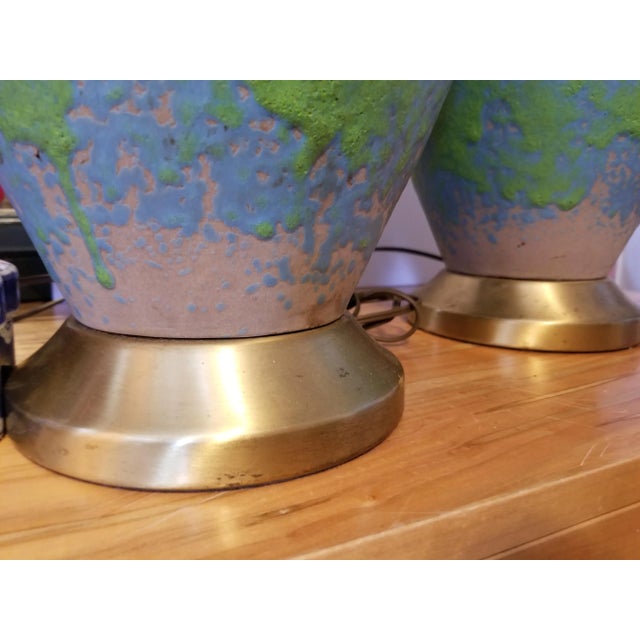 Mid 20th Century Earthenware Pottery Lamps - a Pair For Sale In Chicago - Image 6 of 12
