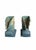 American Pair of 1940s Roseville Clematis 193-6 Blue Cornucopia Vases For Sale - Image 3 of 6