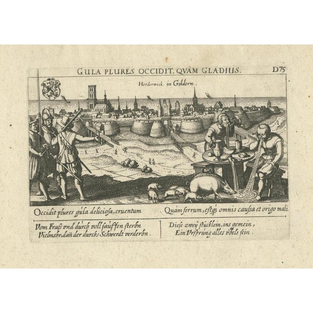 Baroque Daniel Meisner and Eberhard Kieser, Gluttony Kills More Than the Sword, 1625, Engraving For Sale - Image 3 of 10