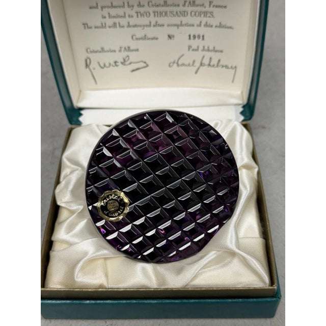 Purple Cristal d'Albret France Franklin D Roosevelt Sulphide Paperweight Faceted Purple For Sale - Image 8 of 17