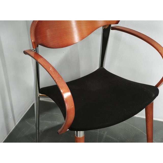 Spanish Chrome, Wood, and Velvet Dining Chairs from Paco Capdell, 1980s, Set of 8 For Sale - Image 18 of 18