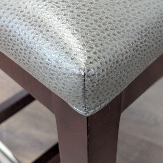 Gray Leather and Wood Bar Stool For Sale - Image 8 of 8