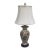 Vintage 35" Japanese Satsuma Style Ceramic and Brass Table Lamp With Tailor Made Shade For Sale