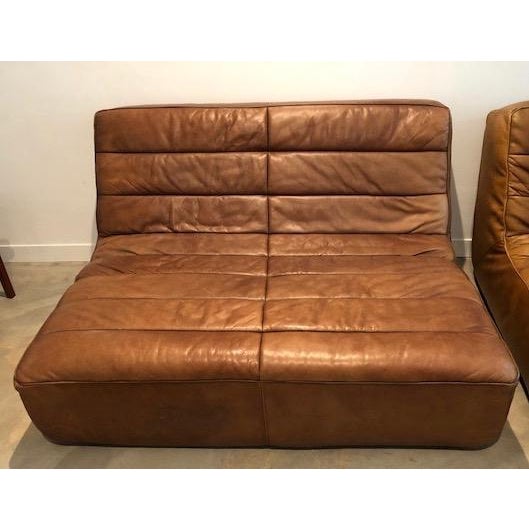 Restoration Hardware Kona Leather Chelsea Sectional Sofa, Chair and