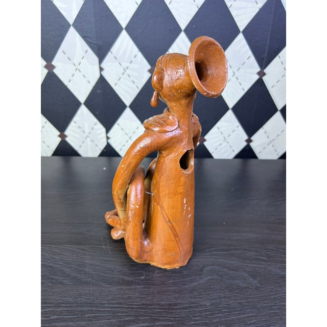Vintage Indian Terracotta Seated Woman Folk Art Sculpture, 10" For Sale - Image 4 of 18