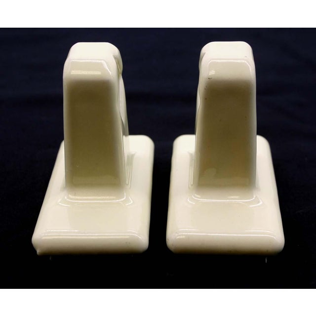 Traditional Pair of Vintage Light Yellow Ceramic Towel Bar Brackets For Sale - Image 3 of 5