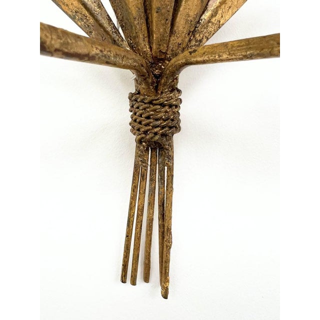 Gold Gilt Metal Wall Sconces, 1960s, Set of 2 For Sale - Image 8 of 13