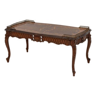 Louis XV Style Walnut and Satinwood Coffee Table For Sale