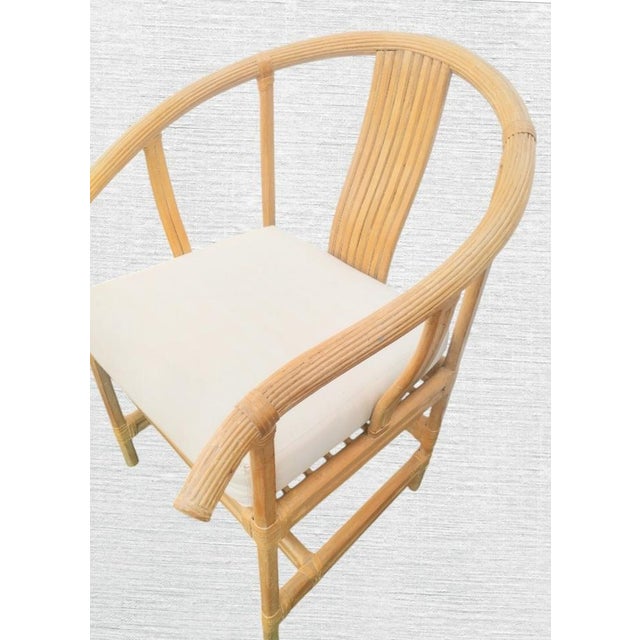 Mid-Century Modern Vintage Gabriella Crespi Style Bent Curved Pencil Reed Dining Room Set Chairs Table Set of 5 For Sale - Image 3 of 8