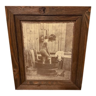 1940s R. Hendrickson Sepia Print Nude Vintage Woman Sitting With Back to Camera For Sale