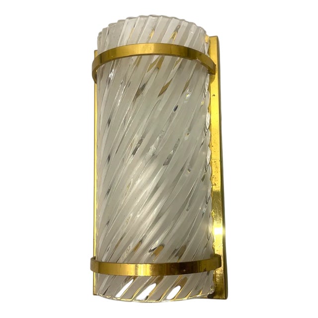 Brass and Crystal Wall Light, 1970s For Sale